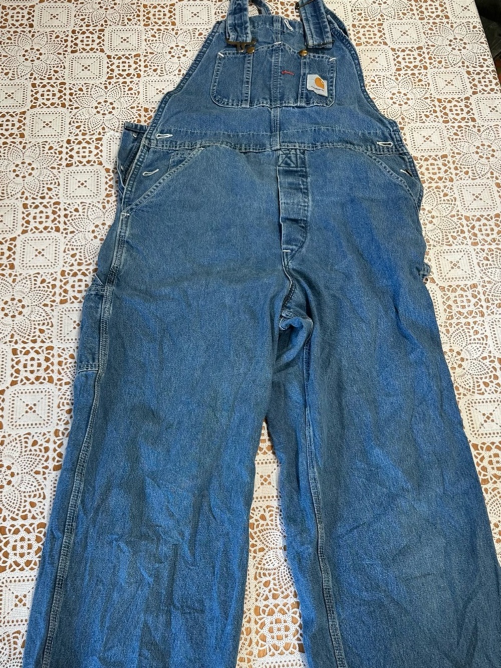 Carhartt Denim Bib Overalls Blue Workwear Carpenter Dungarees Size S/M 30x30